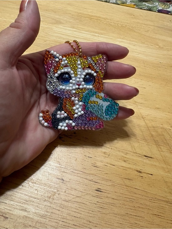 Accessories - Handmade Bejeweled Cat Keychain - Multicolor